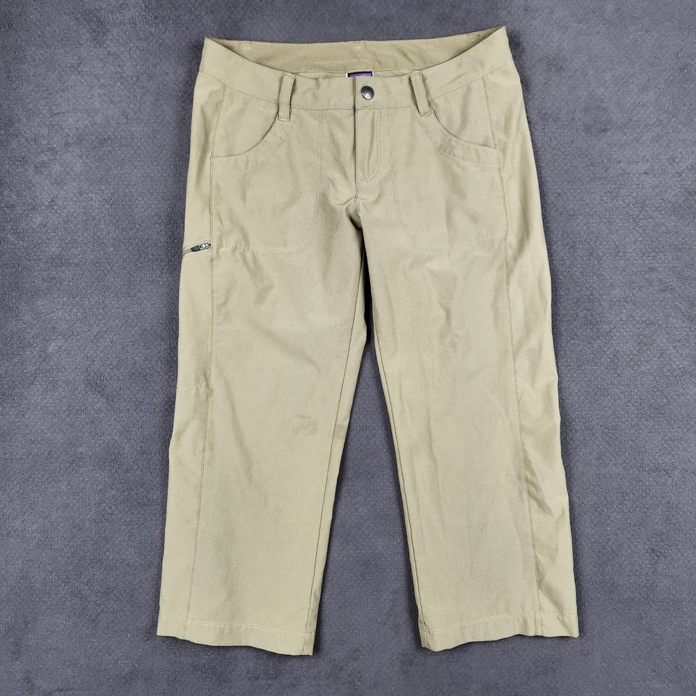 Patagonia Happy Hike Capri Pants Womens 2 Ash Tan Utility Stretch Hiking 21235